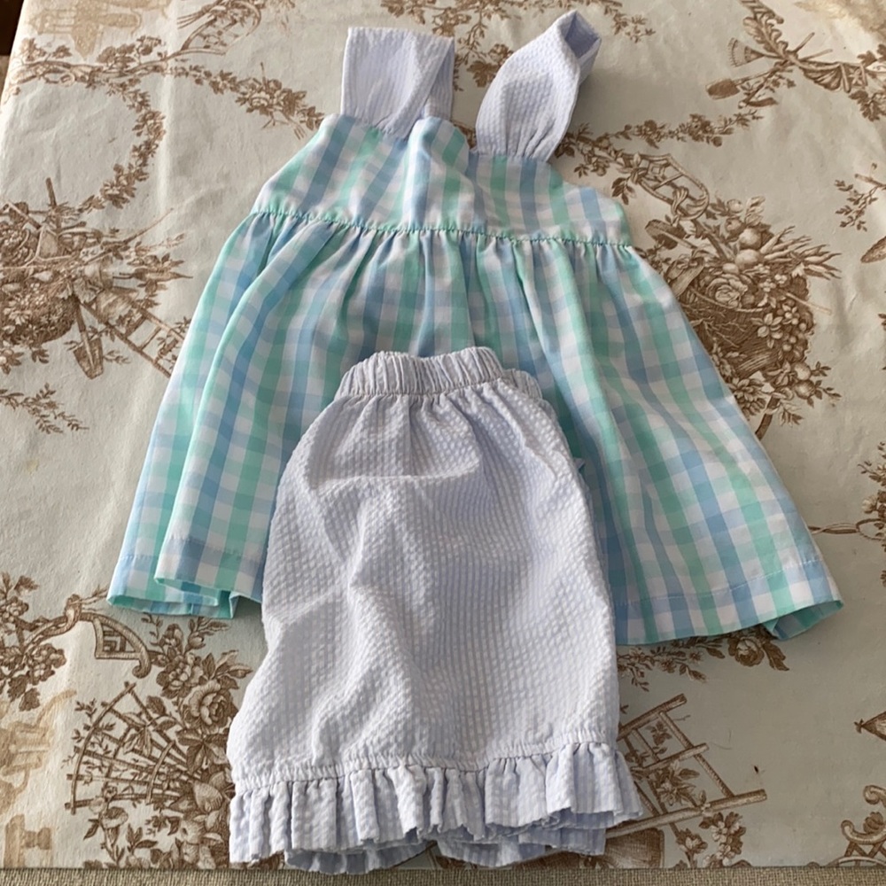 Banana Split gingham seersucker two piece outfit
